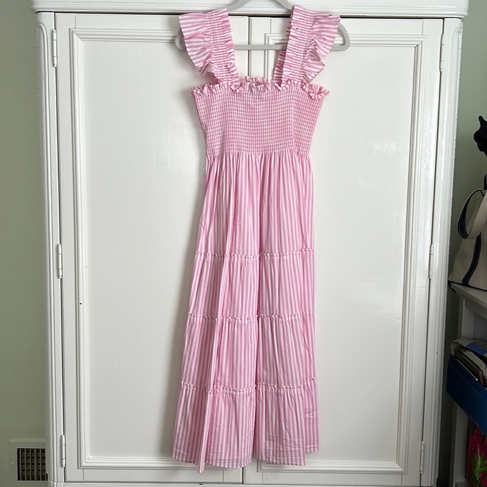 White & Pink Striped Hill House Home Nap Dress size small